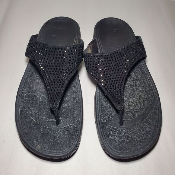 FitFlop Lulu Glitzy Wedge Sandal Size 10 - Picture 1 of 9